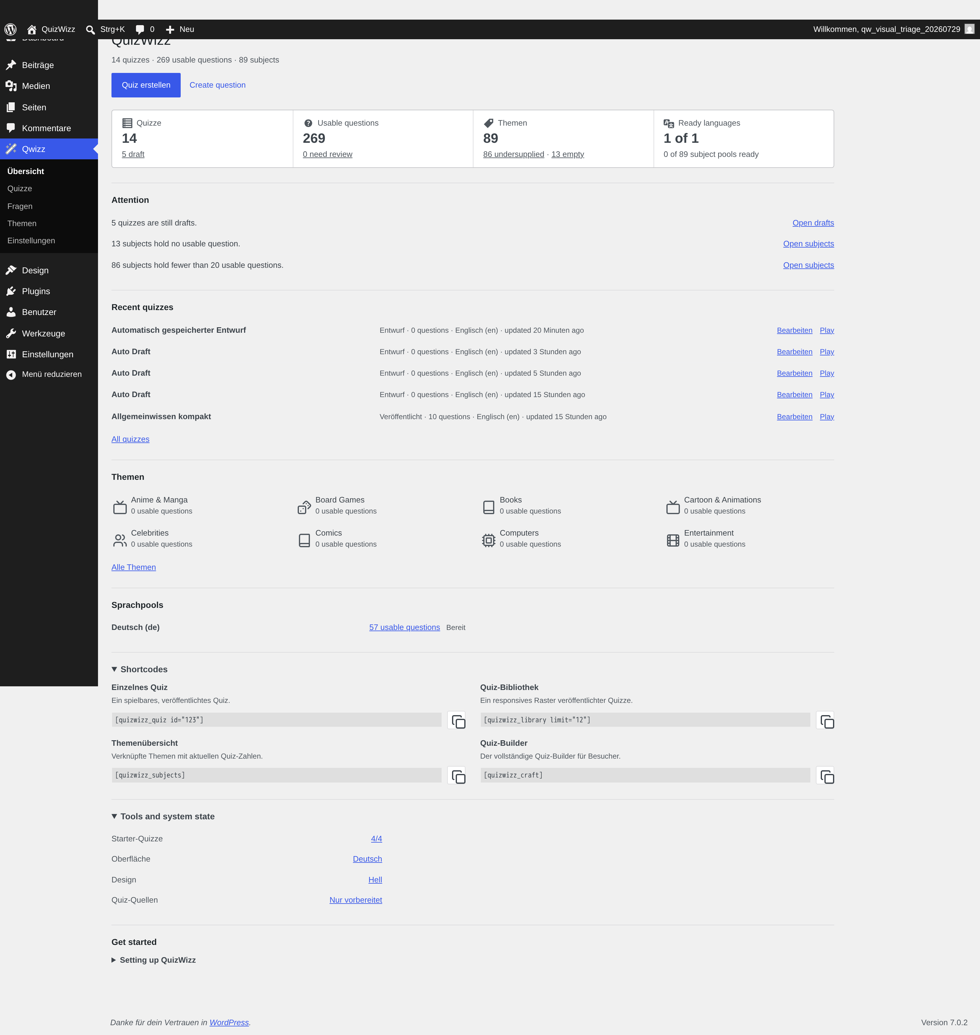 Dashboard cards and expanded operational details