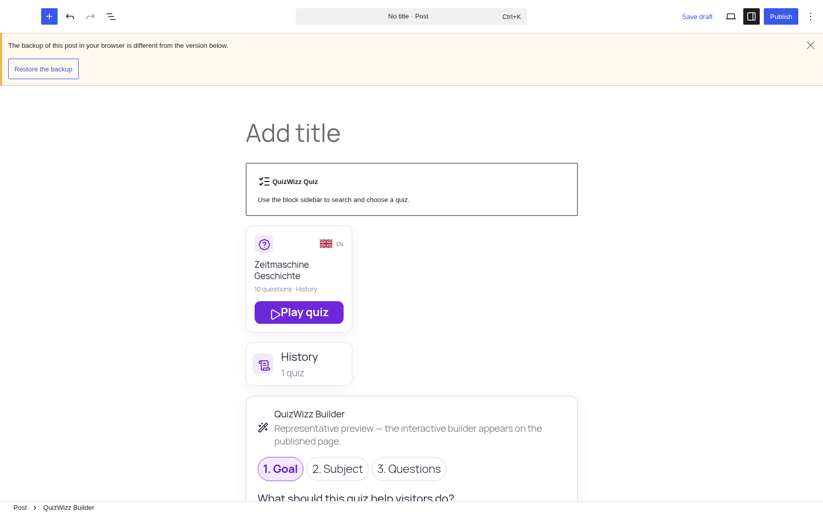 Builder block placeholder β QuizWizz Builder canvas placeholder