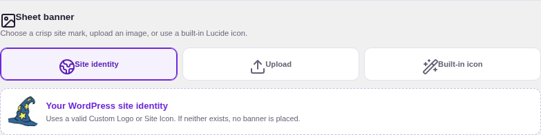 Settings β banner: site identity β site-identity banner panel