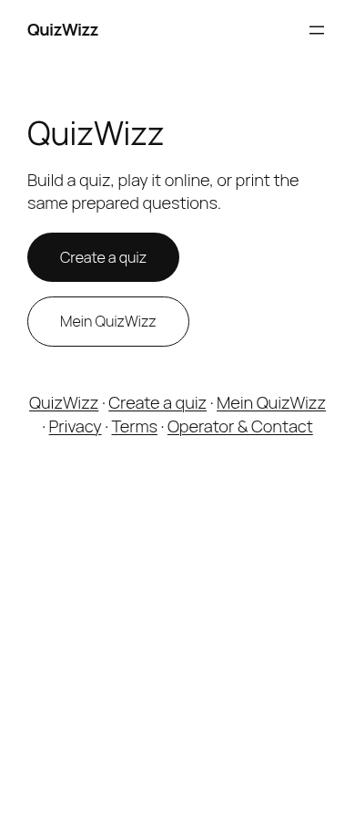 Mobile homepage full page: hamburger nav, hero, CTA, footer links.