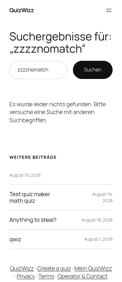 Mobile search results fold — search box, 'no results' message, recent posts teaser